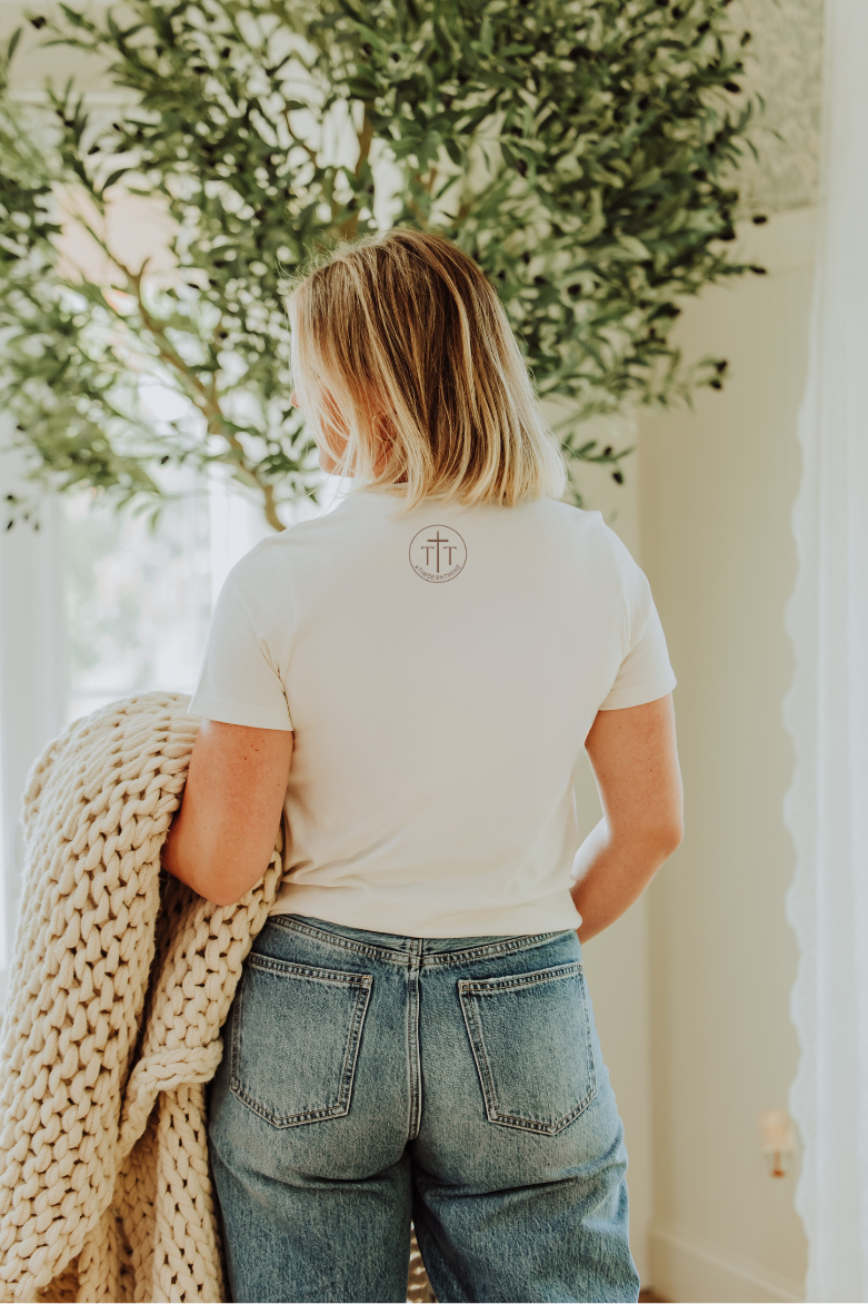 "Plans, Prayers & Power Tools" Tee in Vintage White